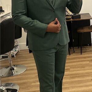 Forest Green 3 piece Suit with ivory button up shirt
